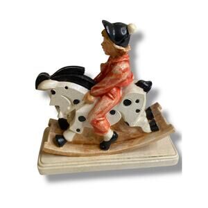 Sebastian Miniatures Figurine Ride to the Hounds Signed 4 Inch Boy Rocking Horse